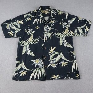 Tommy Bahama Shirt Mens Medium Silk Hawaiian Casual Button Floral Short Sleeve